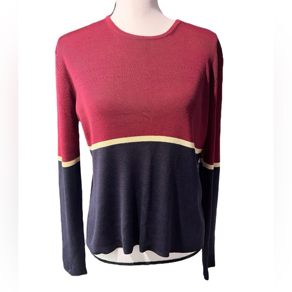 Evan Picone Colorblock 100% Silk Women's Top, size L